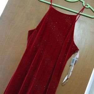 Red Velvet Sequin Design Gown DeLaru by Sheila Yen